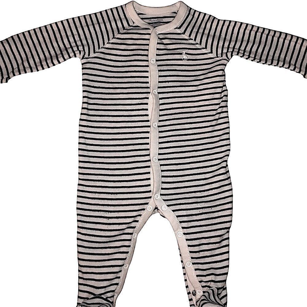 Ralph Lauren size 6 months onesie footies in navy and white stripes
